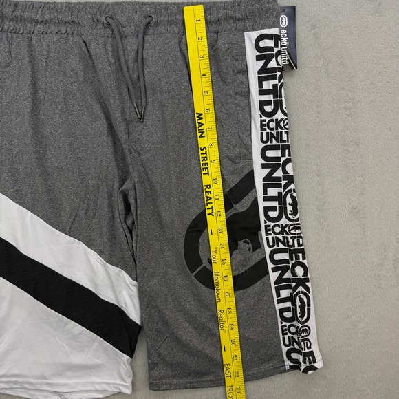 Ecko Unltd Shorts Mens Grey Marled Flyknit Athletic Gym Workout Casual Large - Picture 6 of 8